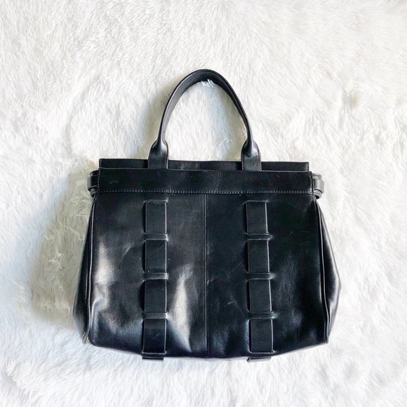 Badgley Mischka Leather Satchel Gold Buckles and Detailing - Picture 3 of 8